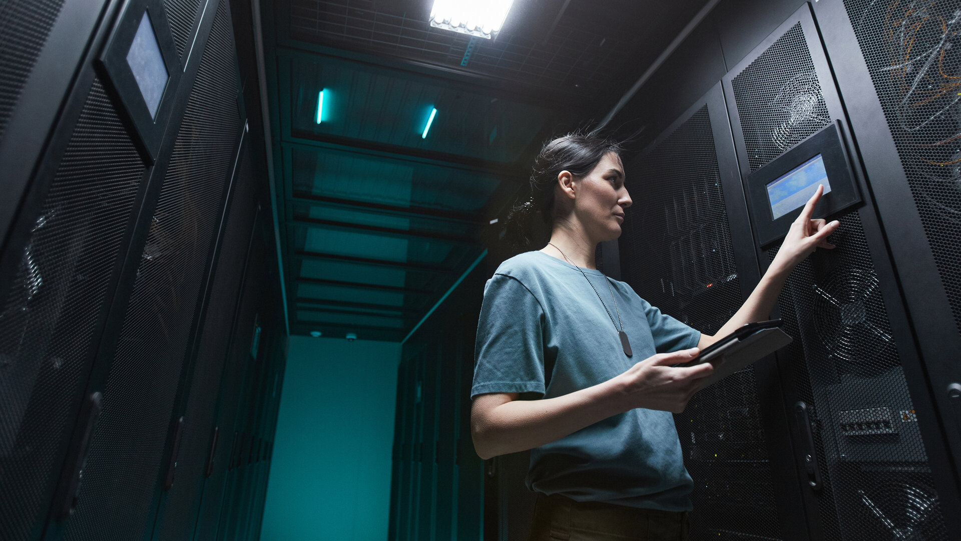 woman working in an equipment room