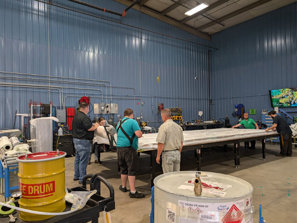 our team creating a composite part